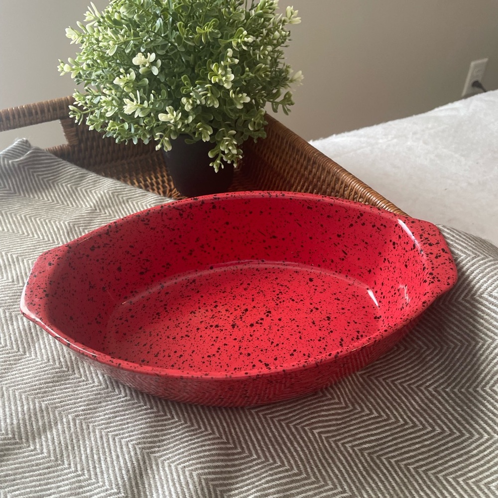 Cerutil Red Speckled Stoneware Casserole Dish Bake